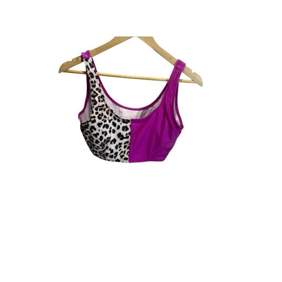 Shein L Hot Pink Cheetah Print Color Block Bikini Top Padded Colorful Beach - Picture 1 of 5